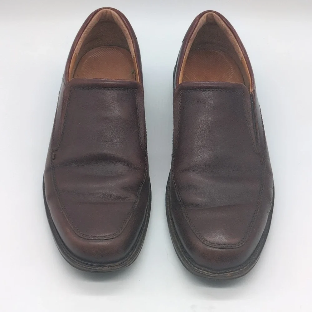Ecco Shoes Mens Brown EUR 44 Leather Loafers Elastic Insets‎ Walking Comfort